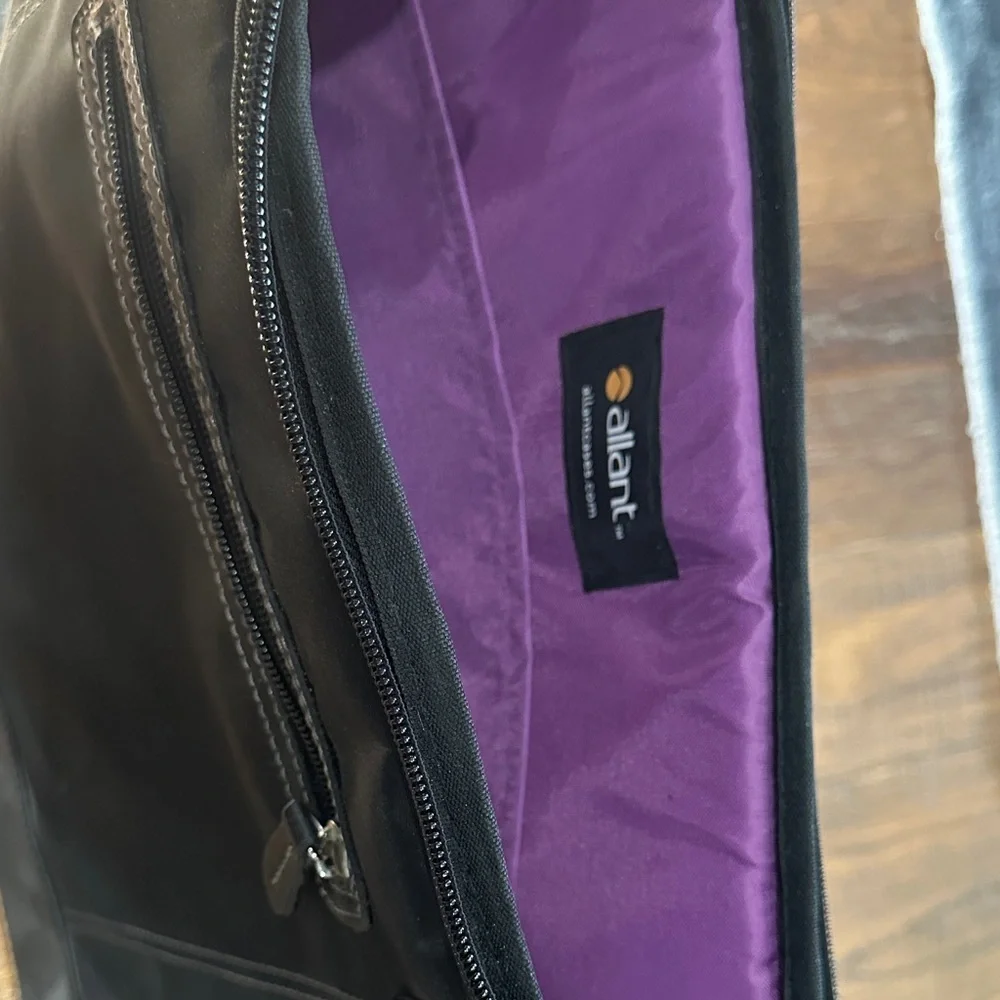 Elegant Black Laptop Bag with purple interior